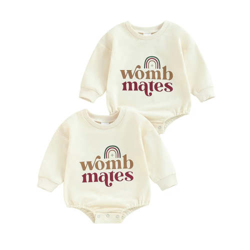 Baby Girls Boys 2Pcs Womb Makes Bubble Rompers Twins Clothes Rainbow L – August + Willow