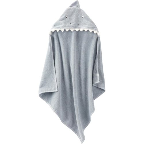 little planet by carter's Unisex-Baby Organic Cotton Towel, Shark/Galaxy Grey, OSZ