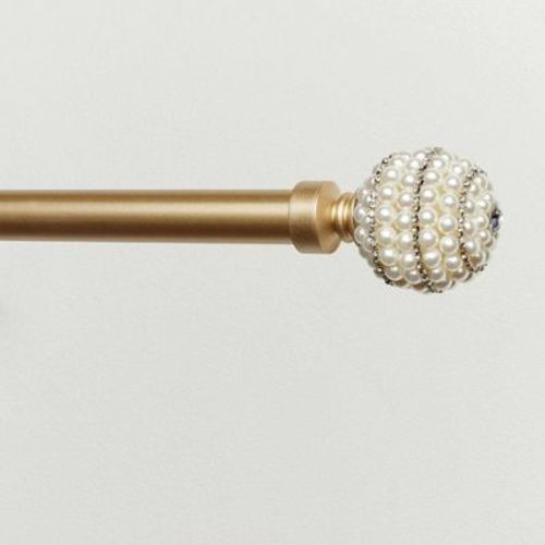 36"-72" Adjustable Diana Curtain Rod & Finial Set Gold: Iron, Matte Finish, Single Rod, Exclusive Home