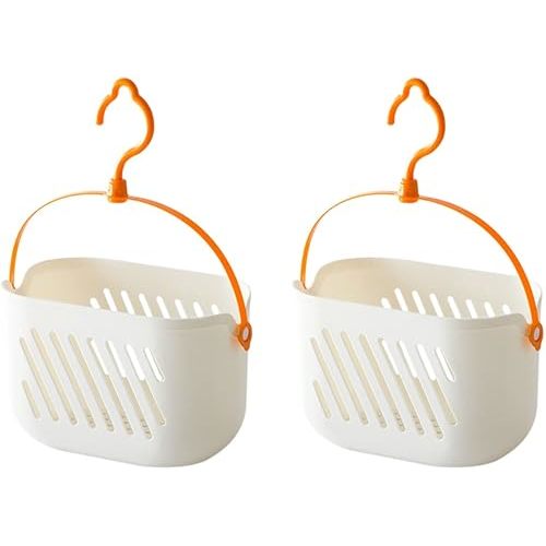 DOITOOL Hanging Shower Caddy with Hook 8.26X5.51X10.23In Plastic Organizer Waterproof Rustproof Bathroom Kitchen Storage Basket with Hollow Drainage Design