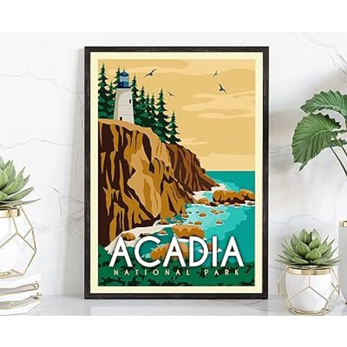 Acadia National Park Travel Poster Print, Maine Acadia National Park, Maine Retro Travel Poster, Retro Travel Poster - 18x24