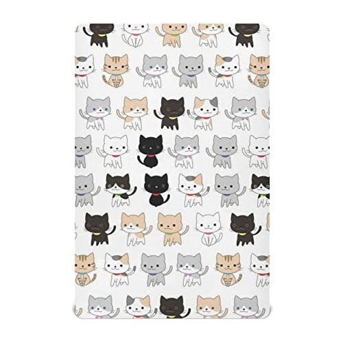Kigai Cute Cats Crib Sheet for Boys and Girls Jersey Knit Fitted Crib Sheet Cozy Soft Breathable Baby Crib Sheet Standard Baby Sheet and Toddler Bed Sheet, 28x52 in