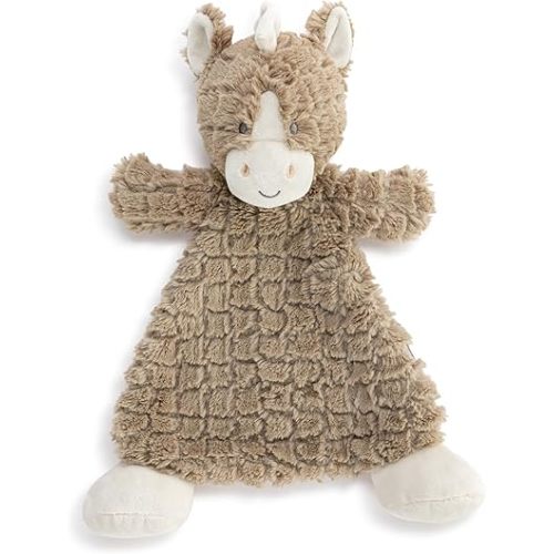 DEMDACO Cozies 13 x 11 Inch Polyester Plush Stuffed Animal Security Snuggly Rattle Blankie, Brown and White, Penny Pony