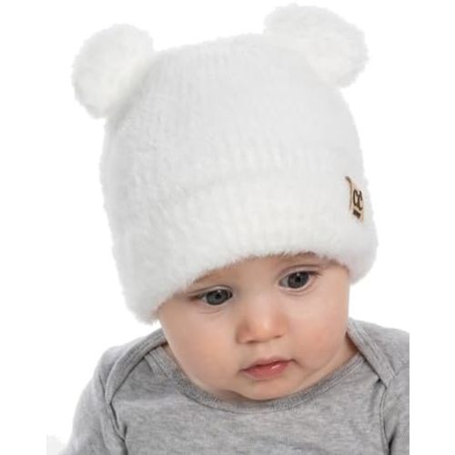 Funky Junque Adorable Infant Teddy Bear Ear Beanie - Cozy Winter Knit Hat for Babies