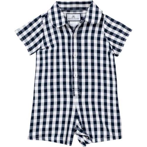 Navy Gingham Summer Romper - Petite Plume | Maisonette