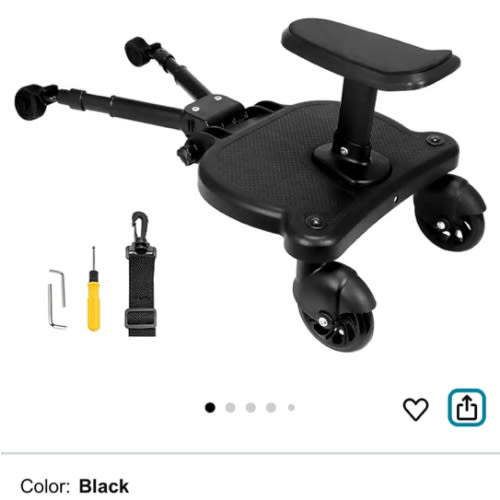 Universal Stroller Board Buggy Board with Detachable Seat, Stroller Glider Board Suitable for Most Brands of Strollers, Stroller Standing Board, Holds Children Up to 55lbs (Black)