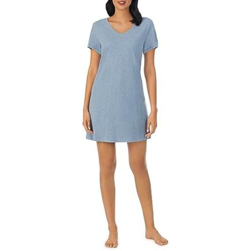 Nautica Womens Sleep Shirt Dress - Cotton Knit Jersey V-Neck Pajama Top - Lightweight & Breathable Sleepwear Loungewear