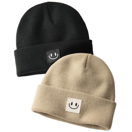 FURTALK Baby Beanie Cute Toddler Winter Hat Knit Boys Girls Warm 2 Pack Kids Embroidered Beanies Cap for 0-8 Years