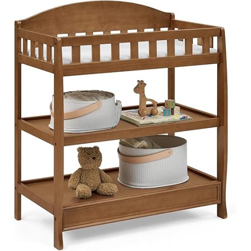 Delta Children Infant Changing Table with Pad, Chestnut