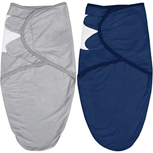 Biloban Baby Swaddles 0-3 Months for Boy Girls, Baby Swaddle, Newborn Swaddle, Cotton Swaddle Blanket, Newborn Essentials, Grey & Navy, 2 Pack