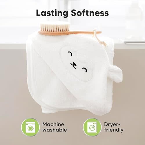 KeaBabies Hooded Baby Towel for Newborn - Viscose Derived from Bamboo Large Baby Bath Towels with Hood for Boys, Girls, Toddler, Extra Absorbent & Soft Newborn Bath Essentials (Lamb)