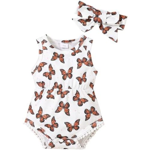 Mioglrie Baby Girl Clothes Newborn Girl Clothes Summer Infant Baby Girl Outfits Romper Headband Clothing Sets