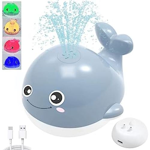 Baby Bath Toys Light Up Whale Bath Toys for Toddlers 3 Bathtub Toys for Baby Rechargeable Sprinkler Bath Toy for Kids Boys Girls Pool Bathroom Spray Water Toys Baby Toddler Toys