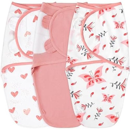 Yoofoss Baby Swaddles for Newborns 100% Cotton, Adjustable Swaddle 0-3 Months 3 Pack Newborn Swaddle Sack, Breathable Soft(Small)