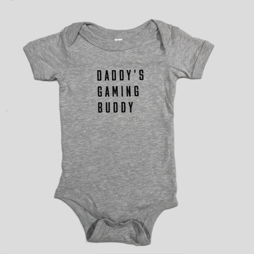 Daddy's Gaming Buddy Onesie in Heather Gray