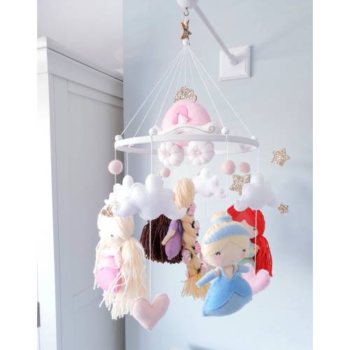 Princess Crib Mobile - Baby Mobile- Cot Mobile - Princess Nursery