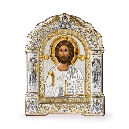 Jesus Christ Byzantine Silver Orthodox Icon / Greek / Silver Canvas / Handmade / Silver icon