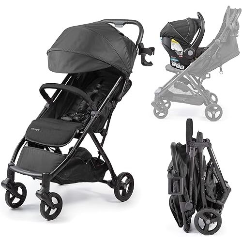 Summer Infant Ingenuity 3Dquickclose CS+ Compact Fold Stroller – Lightweight Stroller with Oversized Canopy, Extra-Large Storage and Compact Fold, Black