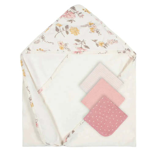 Cotton Hooded Towel with 3 Washcloths