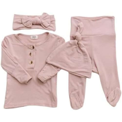 Coming Home Outfit and Hat Set for newborn boy and newborn girl, soft and stretchy gender neutral baby clothes, layette