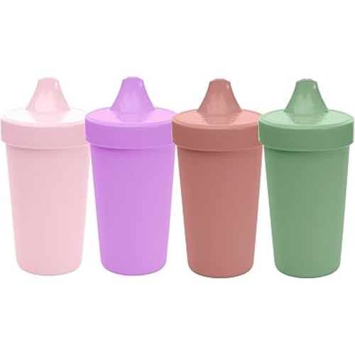 Re-Play Sippy Cups for Toddlers - 10 Oz. Reusable Spill Proof Cups for Kids, Dishwasher/Microwave Safe - Made in USA - Set of 4 - Desert Sands
