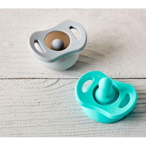 Doddle & Co. Pop Silicone Pacifier Twin Pack - Teal & Gray