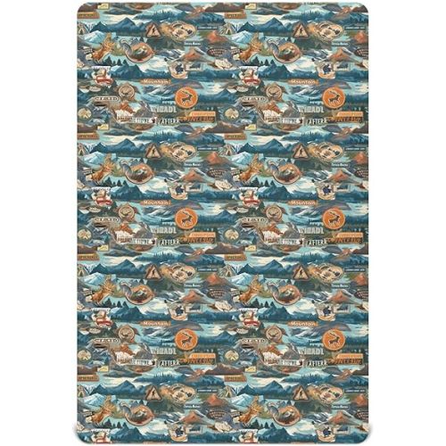 Fitted Crib Sheets for Baby Boys or Girls Soft Breathable Baby Play Yard Sheet for Standard Size Crib Mattress 52x28in Camping National Park Colorful Labels Emblems (2)