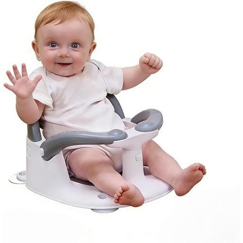LDIIDII Baby Bath Seat for Babies 6 Months & Up Sitting Up,Infant Bath Seat with Temperature Alert+Open Backrest+on/Off Armrest,Toddler Bath seat Baby Bath Chair for Bathtub,Tub,Sink Grey