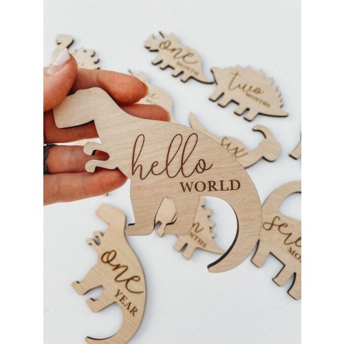 Wooden Monthly Milestone Dinosaur Signs For Baby Photos | Monthly Milestone Marker | Baby Gift | Dinosaur Milestone Cards | Dinosaur Nursery