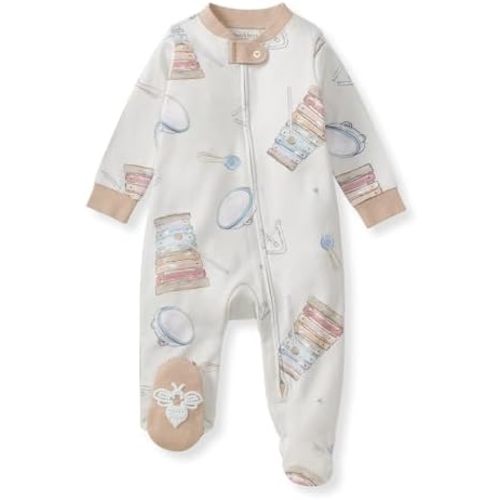 Burt's Bees Baby Baby Girls Pajamas, Zip Front Non-Slip Footed Sleeper Pjs, 100% Organic Cotton