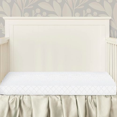 Bassinet Crib Mattress, Greenguard Gold Certified, Waterproof Vinyl Cover, Baby Mattresses for Cribs, Fits Mini and Portable Cribs - White