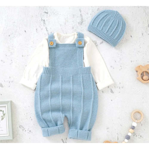 Baby Knitted Overall Set with Hat