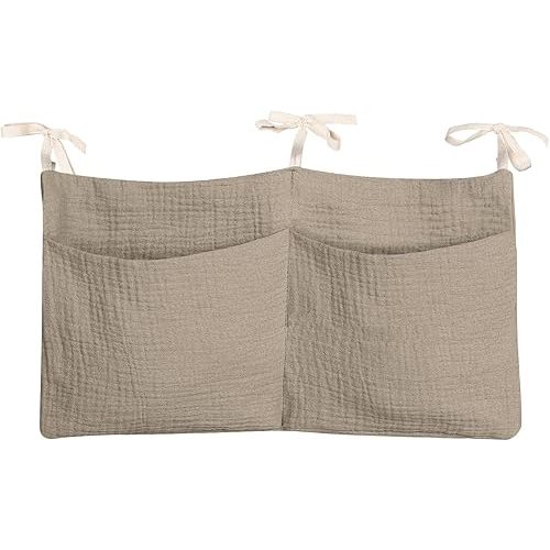Dormitory Bed-Bunk Organizing Bag Nappy-bags Organizer Bedside Hanging Bags Milk Bottle Bib-Storage Bag Crib Organizer Bag Baby Nappy-Bag cotton (khaki)
