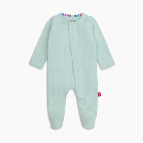 Magnetic Me Pointelle Organic Cotton Footie - Green, 3-6 M