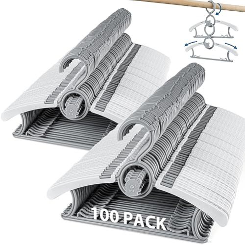 Baby Hangers 100 Pack Extendable Adjustable Kids Hangers, 11-14 Inches Non-Slip Plastic Toddler Hangers for Baby Kid Kids Children Infant Child,Stackable Kid Hangers for Closet Grey Bear