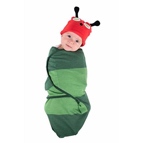 Cuddle Club Baby Swaddle | 100% Cotton Adjustable Velcro Newborn Blanket Wrap - with Novelty Hat Beanie