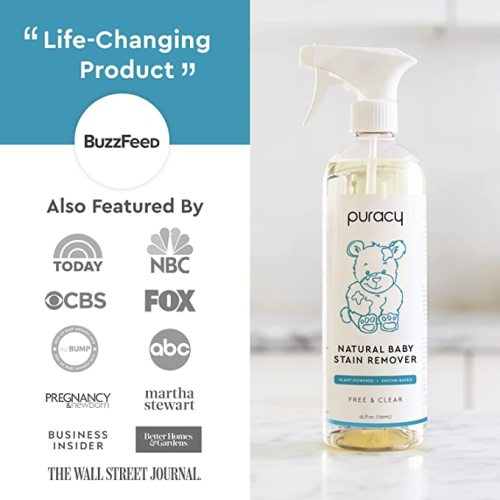 Puracy Natural Baby Laundry Stain Remover, Enzyme Odor Eliminator, Free & Clear, 16 Ounce - 16 Fl Oz (Pack of 1)