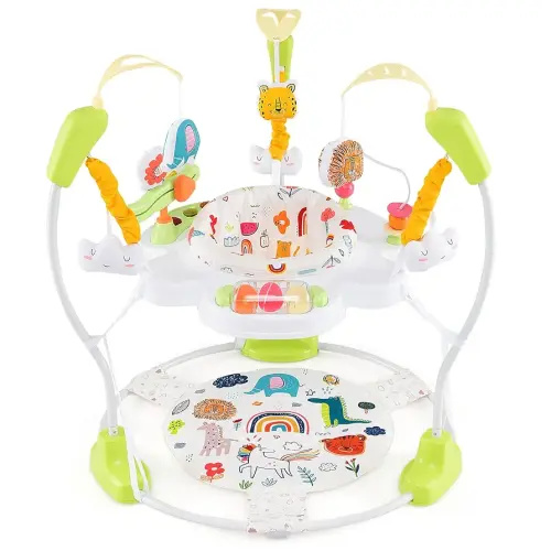 BABY JOY Baby Jumpers and Bouncers, Infant Activity Center with Music Lights Sounds, 360° Rotating Seat and 3 Adjustable Heights, Baby Play and Learning Center for 6-12 Months