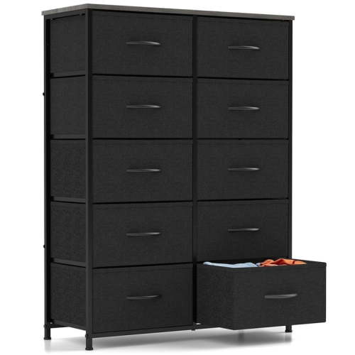 CONCETTA 10-Drawer Fabric Dresser Storage Chest for Bedroom, Closet, Entryway, Storage Furniture for Adults, Black