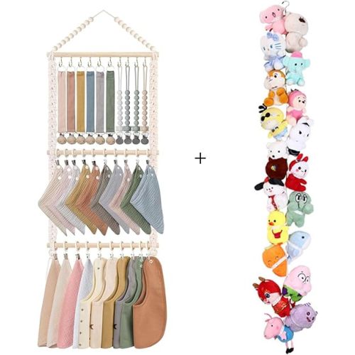 POVETIRE Nursery Essentials Bundle: Pacifier Clip Holder and Stuffed Animal Storage Chain