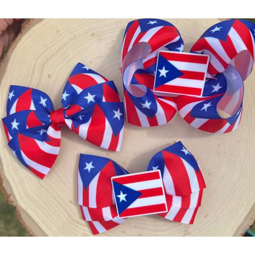 Puerto Rico Hair Bow, Puerto Rico Flag Bow