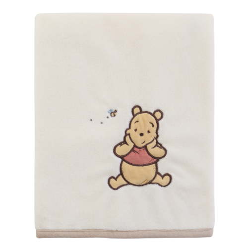Disney Winnie the Pooh Ivory Appliqued Baby Blanket
