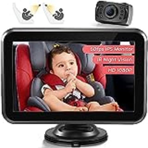 Rohent Baby Car Camera with Display: HD 1080P Baby Car Mirror 5 Mins Easy Installation Crystal Night Vision Infant Travel Safety Kit