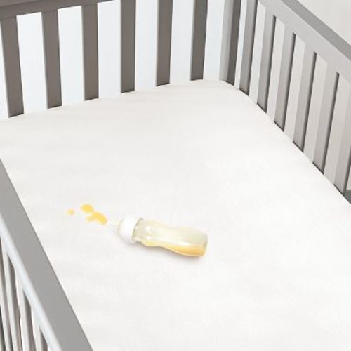 Breathable Waterproof White Crib Mattress Protector by Bare Home