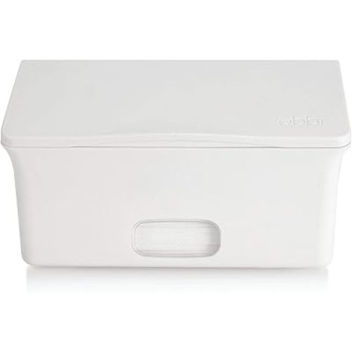 Ubbi Baby Wipes Dispenser | Baby Wipes Case | Baby Wipes Holder with Weighted Plate, Keeps Wipes Fresh and Non-Slip Rubber Feet, White