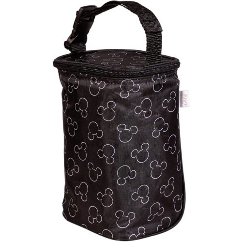 Disney Baby by J.L. Childress TwoCOOL Breastmilk Cooler - Double Baby Bottle & Food Bag - Ice Pack Included - Fits 2-4 Bottles - Insulated & Leak Proof Bottle Bag - Mickey Black