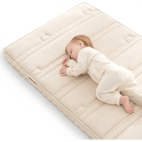 Baby & Toddler Crib Mattress, Organic Breathable Fabric Cover ＆ High Density Support Air Fiber, Removable and Washable Cover, 4" Firm Soft Crib Mattress, Fits Standard Toddler Beds