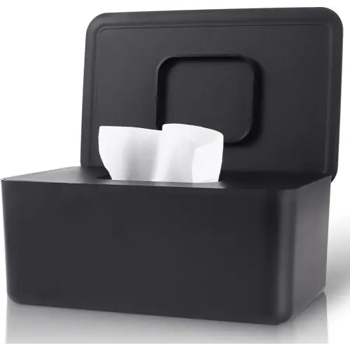 Baby Wipes Dispenser, Wipes Dispenser Baby Wipes Case, Baby Wipe Holder for Fresh Wipes, Non-Slip Wipes Case, Wipe Container with Sealing Design Lid (Black)