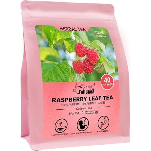 FullChea - Raspberry Leaf Tea Bag, 40 Teabags, 1.5g/bag - Pure Red Raspberry Leaf Herbal Teabag - Natural Pregnancy Tea