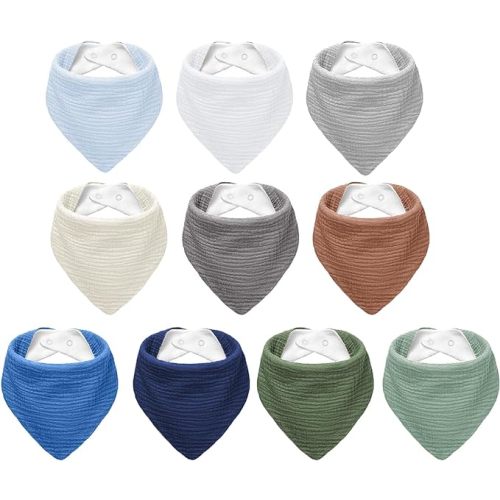 Muslin Baby Bibs,Soft Triangular Baby Bandana Drool Bibs for Baby Boy Girl,Solid Colors Bib for Drooling Teething